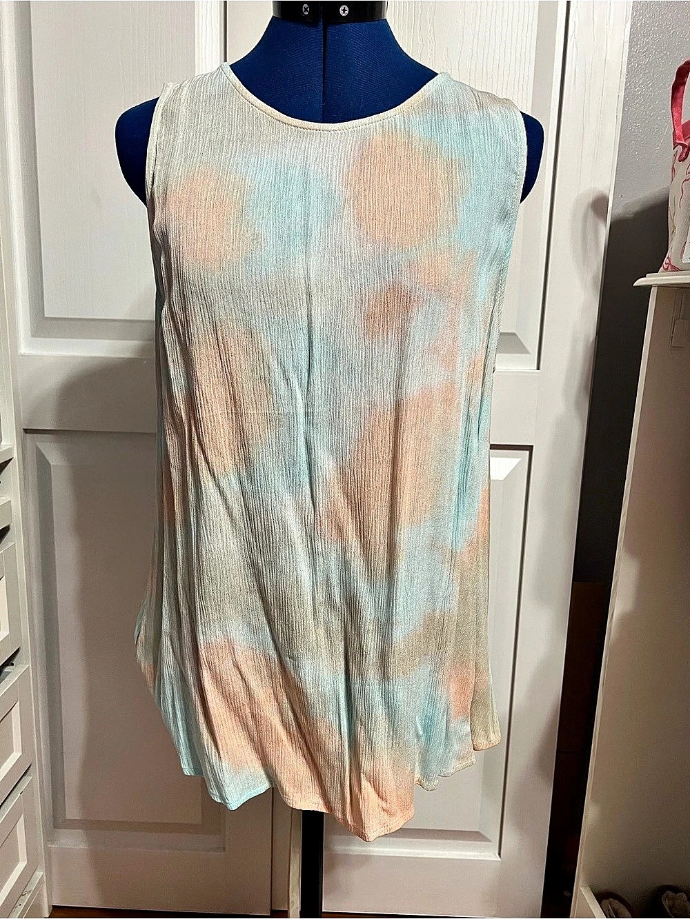 Staccato Abstract Sleeveless Tunic in Blue & Pink NWT